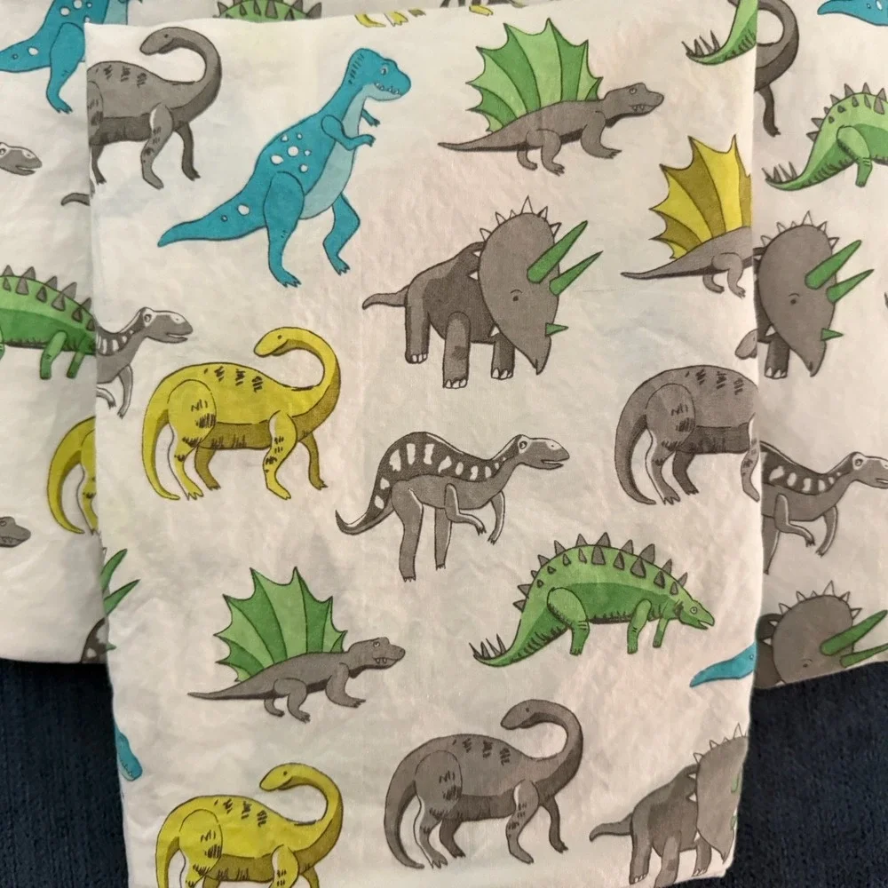 Pottery Barn Kids Dinosaur Twin Sheet Set 3 PCS Green Blue Gray 2015 Dinosaurs